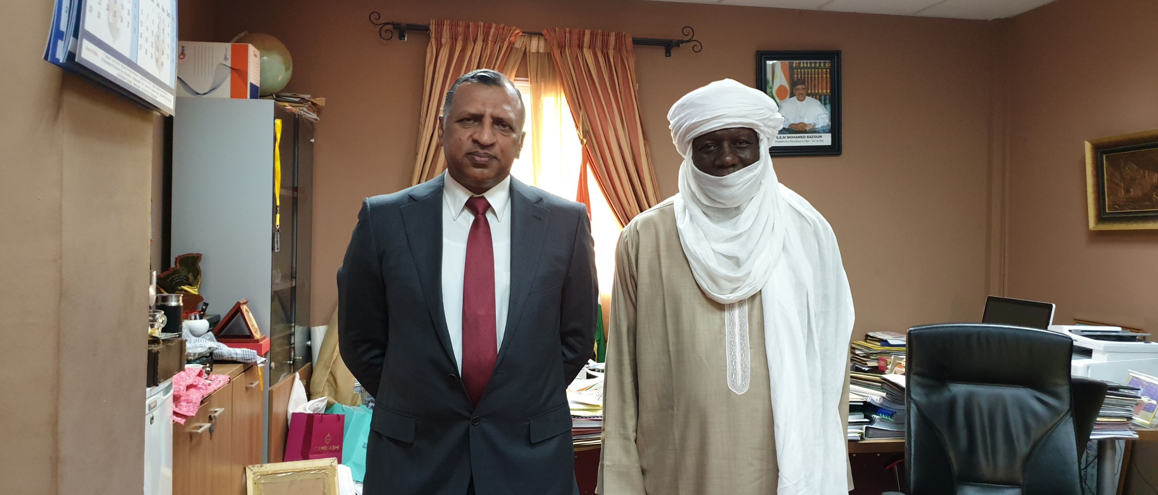  Ambassador Nair with the Minister of National Defense of Niger, Mr. Alkassoum Indatou
